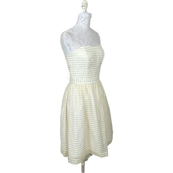 Lilly Pulitzer Kerry Striped Strapless Fit and Flare Dress White Gold Women 8 - Picture 4 of 13
